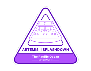 NASA Virtual Guest passport stamp for the Artemis II splashdown