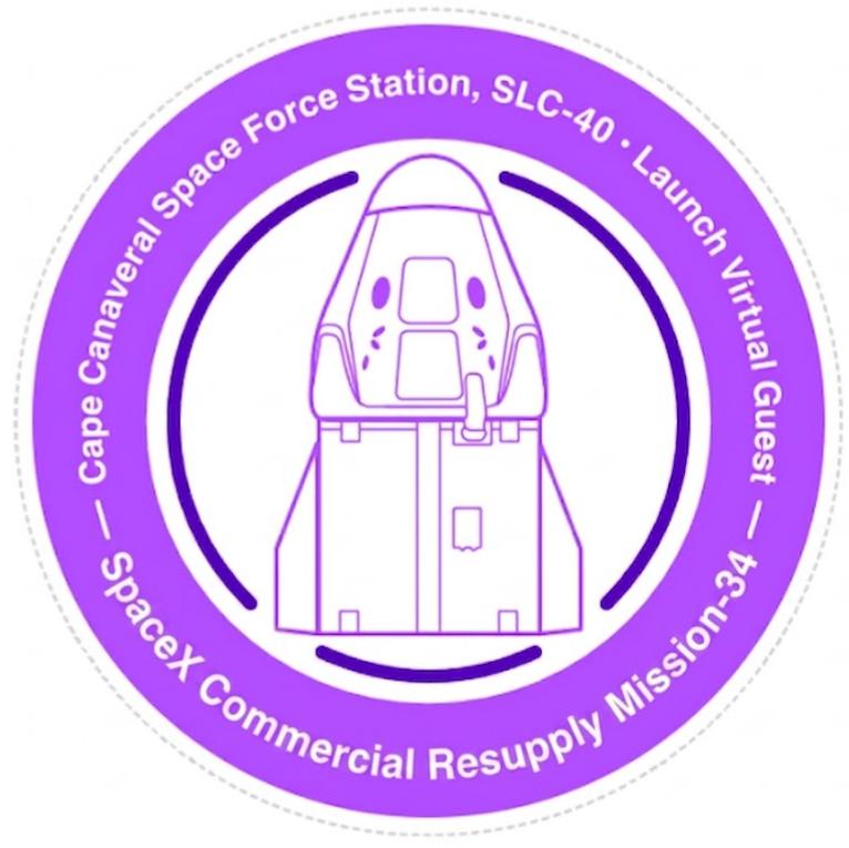 NASA Virtual Guest passport stamp for the SpaceX CRS-34 mission